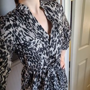 Dynamite Leopard Print Faux Silk Dress